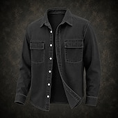 economico Camicie da lavoro da uomo-camicia da uomo softfade™ camicia casual camicia in denim camicia acid wash capo tinto manica lunga camicia semplice colletto casual quotidiano tasca frontale abbigliamento elegante vintage moda