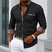economico Camicie eleganti da uomo-Da uomo Camicia Camicia elegante Camicia con Bottoni Bianco Nero Rosa Blu marino Manica Lunga Blocco di colori Bavero Casuale Quotidiano Tasca Frontale Abbigliamento Moda Casual Confortevole