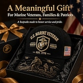 economico 250° Anniversario degli Stati Uniti-Cappellino da baseball per veterani dei Marines statunitensi, cappello militare ricamato con toppa della bandiera americana, cappellino trucker patriottico regolabile per veterani, per tutti i giorni,