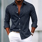 cheap Men's Non Iron Shirts-Men's Shirt Dress Shirt Button Up Shirt Polka Dot Casual Daily White Light Blue Black Red Long Sleeve Turndown All Seasons Clothing Apparel Slim Fit
