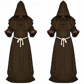 お買い得  ケープとマント-レトリ／ヴィンテージ 中世 ルネッサンス パーカーローブ 長袖 モンク 仮装 男性用 宗教 ハロウィーン カーニバル マスカレード ルネッサンスフェア LARP 成人 コート