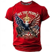 baratos Camisetas Patrióticas 250-4 de julho de 2026 250º Homens Águia Bandeira dos EUA Camiseta Manga Curta Camiseta Impressão 3D Gola Redonda Camisa Patriótico Diário Festival Azul Preto Branco Verão Primavera Roupa S M L XL XXL