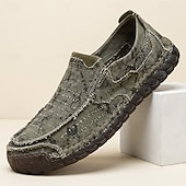 cheap Slip-On Casual Shoes-Men's Distressed Canvas Slip-On Loafers – Lightweight Vintage Casual Shoes for Daily Wear, Travel, Outdoor Leisure &amp; Weekend Adventures