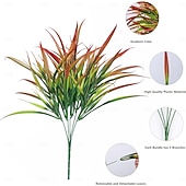 preiswerte Künstliche Blume-12 künstliche Pflanzen für den Außenbereich, künstliches Gras aus Kunststoff, UV-beständig, künstliche Stängel und Büsche, für Pflanzgefäße, Terrasse, Veranda, Fensterkasten, Gartenwege und als