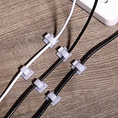 abordables Linge de maison-Clips de fixation pour guirlandes lumineuses d'extérieur avec ruban adhésif, crochets pour guirlandes de Noël, clips de fixation auto-adhésifs pour décorations extérieures