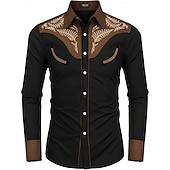 baratos Velho Oeste-Clássico Retro Vintage Blusa / Camisa Cowboy do Oeste 3D Fantasia Homens Baile de Máscaras Dia a Dia Festa de Solteira Adulto Camisa