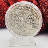  Moneta commemorativa del 250° anniversario dell'America 1776-2026, moneta commemorativa del quinquennio della Campana della Libertà con cornice girevole, souvenir in argento della Dichiarazione