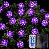 preiswerte Solar-Außenleuchten-12m Lichterketten 100 LEDs Solarmodul Warmweiß Kaltweiß Rot Kreative Lichterketten Festtagslichter Halloween Innenbereich Kreativ USB-betrieben Solarbetrieben