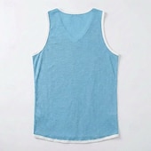  Herren Baumwoll-T-Shirt Ärmelloses Shirt Unterhemd Ärmellos V Ausschnitt Sommer Einfach Mode Basic Böhmische Schlank Weich Lässig Strand Urlaub Weiß Schwarz Blau Top T-Shirt für Herren