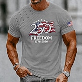 cheap Patriotic 250 T-shirts-4th of July 2026 250th Men's US Flag T Shirt Short Sleeve T shirt 3D Print Crew Neck Shirt Patriotic Daily Festival Blue White Black Summer Spring Clothing Apparel S M L XL XXL XXXL