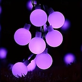 economico Striscie luci ad energia solare-Ghirlanda luminosa solare con globo, 5 m 20 LED, 7 m 50 LED, 12 m 100 LED, luci fatate impermeabili per esterni, ideali per giardino, patio, matrimoni, campeggio, feste, Natale e Halloween.