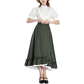 halpa Asusteet-Setti Retro / vintage Renessanssi Cottagecore Epäsymmetrinen Nilkkapituinen Hameet Pusero / hame Pitkähihainen Lempeä nainen Naamiaispuku Naisten Fantasia Karnevaali Juhla Renessanssin messut Aikuiset