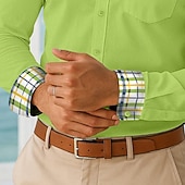 abordables Camisas con botones para hombre-Hombre Camisa Camisa de verano Camisa casual Abotonar la camisa Plaid Casual Diario Blanco Amarillo Azul Marino Verde Trébol Manga Larga Cuello Verano Primavera Ropa Bolsillo delantero