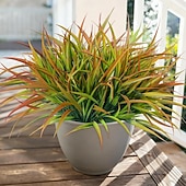 preiswerte Künstliche Blume-12 künstliche Pflanzen für den Außenbereich, künstliches Gras aus Kunststoff, UV-beständig, künstliche Stängel und Büsche, für Pflanzgefäße, Terrasse, Veranda, Fensterkasten, Gartenwege und als