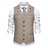 cheap Men's 1920s Costumes-Roaring 20s 1920s Retro Vintage Waistcoat The Great Gatsby Tweed Notched Lapels Fancy Dress Men's Cocktail Party Revival Wedding Party Adults' waistcoat