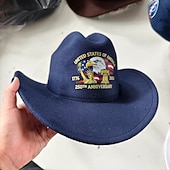 abordables 250 Aniversario de los EE. UU.-Sombrero vaquero con águila y bandera estadounidense del 250 aniversario, sombrero western patriótico bordado para hombres y mujeres, regalo de celebración del 250 aniversario, sombrero vaquero del