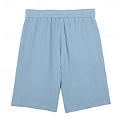 abordables Classique-Homme Shorts d'été Shorts de plage Short décontracté Cordon de serrage Taille Élastique Couleur Unie Texturé Confort Longueur Genou Quotidien Extérieur Vêtements de rue Mode Rétro Vintage Bleu Kaki