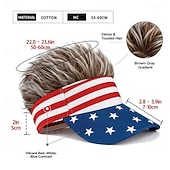  Perruque-chapeau drapeau américain, casquette patriotique à visière commémorative du 250e anniversaire des États-Unis avec cheveux hérissés, chapeau rouge, blanc et bleu pour la fête nationale