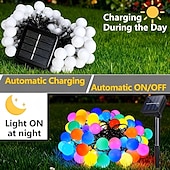 economico Striscie luci ad energia solare-Ghirlanda luminosa solare con globo, 5 m 20 LED, 7 m 50 LED, 12 m 100 LED, luci fatate impermeabili per esterni, ideali per giardino, patio, matrimoni, campeggio, feste, Natale e Halloween.