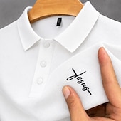  Bărbați 100% Βαμβάκι Polo brodat Casual Afaceri Răsfrânt Manșon scurt De Bază Timp Liber Culoare solidă Texturat Brodat Nasturi Primavara vara Albastru piscină Alb Negru Roz Îmbujorat Trifoi 100