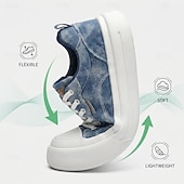 cheap Casual Lace-Up Shoes-Men's Blue Denim Sneakers – Lightweight Lace-Up Casual Shoes, Breathable Comfort Footwear for Travel, Weekend Leisure and Everyday Wear