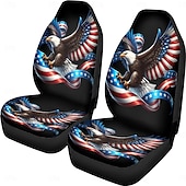 cheap Car Seat Covers-American Flag Bald Eagle Car Seat Covers Set of 2, Patriotic USA Flag Front Bucket Seat Protectors Universal Fit for SUV Truck Sedan Van, Durable Breathable Car Interior Decor Accessories
