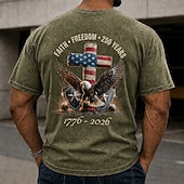  2026 250 Aniversario Camisetas para hombres Bandera estadounidense 1776 100 Algodón Lavado ácido Camiseta de peso pesado de manga corta Camiseta DTG Cuello redondo Moda Diaria Vacaciones Primavera