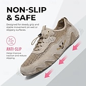 economico Scarpe Casual con Lacci-Scarpe da ginnastica da uomo beige in mesh – scarpe casual traspiranti e leggere, comode calzature da esterno per viaggi, passeggiate e uso quotidiano