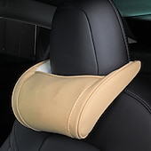billiga Huvud- och höftstöd till bilen-starfire 1 pack äkta läder hängande bilstol kudde nackstöd nackstöd för tesla 3 s x y modeller svart rött kaffe färger valfritt