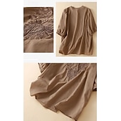  Femmes Chemise Haut à œillets Chemise Bohème Chemise en Dentelle Dentelle Broderie Élégant Bohème Vacances Manche 3/4 Hauts Longs Occasionnel Bleu Blanche Jaune Orange Marron Été Printemps