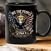  250th Anniversary Christian Mug, Patriotic We The People Eagle Cross Bible Coffee Cup, Faith Freedom Future 1776-2026 Ceramic Mug, America 250 Years Celebration Gift for Veterans, Conservatives, Chris