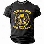  Men's Bieraktivisten Heben Statt Kleben German Beer Humor T Shirt Graphic Slim Fit Oktoberfest Pub Party Casual Designer Clothing Apparel S M L XL XXL XXXL