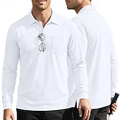economico Camicia da uomo-Per uomo Tinta unita Maglietta sportiva Polo da golf Maglia da tennis Maglietta da tennis Manica Lunga Tasca Bottoni Leggero Elastico Traspirante Tennis Golf Corsa Colletto a Camicia Top Bianco Cachi