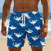  Per uomo Squalo Costumi da bagno Costumi da bagno Pantaloncini da bagno Pantaloncini da Surf Misura del girovita medio Divertente Quotidiano Vacanza al Mare Tasche Laterali fodera in rete Coulisse