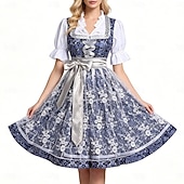 abordables Conjunto de Dirndl-Oktoberfest Vestido de dirndl Conjunto de dirndl Blusa con falda acampanada Jacquard Encaje Mucama Alemán alpino Herencia prados Mujer Carnaval Festival de Cerveza Paño de estilo tradicional
