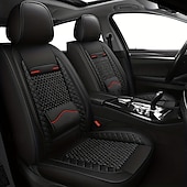 preiswerte Autositzbezüge-2-teiliges Set Autositzbezüge aus Kunstleder mit atmungsaktivem Air-Mesh-Gewebe &amp;Lendenwirbelstütze, universell passend für Limousine, SUV und LKW, wasserdichter Vordersitzbezug aus PU-Leder für alle