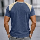 cheap Casual Henley Tee-Men's T Shirt Henley Shirt 100% Cotton Acid Wash Shirt Tee Top Short Sleeve Plain Vintage Streetwear Casual Color Block Garment Dyed Raglan Sleeves Henley Casual Home Street Fall &amp; Winter Summer