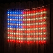 preiswerte 250. Jubiläumslichter-Lichterkette mit amerikanischer Flagge zum 250. Jahrestag der USA, 1,8 m lang, 128 LEDs in Rot, Weiß und Blau, USB-Anschluss, patriotische Fensterbeleuchtung für den 4. Juli, Unabhängigkeitstag,
