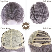 cheap Historical Wigs-26 Inch Long Wavy Grey Wigs for Women Free Part Hairline Fluffy Hairstyle Victorian Ghost Costume Halloween Party Wig Gothic Horror Witch Cosplay