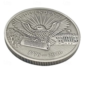  Moneta commemorativa del 250° anniversario dell'America 1776-2026, moneta commemorativa del quinquennio della Campana della Libertà con cornice girevole, souvenir in argento della Dichiarazione