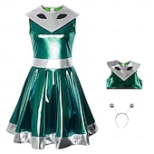 voordelige Dameskostuums-Jurken Outfits Fancy kostuum Buitenaards kostuum Ruimtemeisje Cosplay Glanzend latex patent Metallic Kinderen Volwassenen Dames Halloween Carnaval Boekenweek Feest Prestatie Aankleden