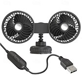 voordelige Autofanaten-Dubbele ventilator voor in de auto met zuignap, 360° draaibare koelventilator voor voorruit en dashboard, draagbare elektrische luchtcirculator, stille ventilator voor sedan, SUV, camper, vrachtwagen