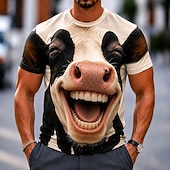 cheap Animal Print T shirts-Men's Animal Milk Cows T Shirt Short Sleeve T shirt 3D Print Crew Neck Shirt Funny Casual Daily Street White White 1 White 2 Summer Spring Clothing Apparel S M L XL 2XL 3XL