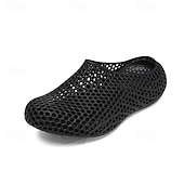 cheap Men's Clogs &amp; Mules-Men's Grey Quick-Dry Clog Shoes, Breathable Hollow-Out Slip-On Water Shoes, Lightweight Non-Slip Shoes for Beach, Garden, Outdoor