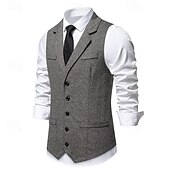 cheap Men's 1920s Costumes-Roaring 20s 1920s Retro Vintage Waistcoat The Great Gatsby Tweed Notched Lapels Fancy Dress Men's Cocktail Party Revival Wedding Party Adults' waistcoat