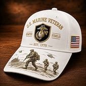 economico 250° Anniversario degli Stati Uniti-Cappellino da baseball per veterani dei Marines statunitensi, cappello militare ricamato con toppa della bandiera americana, cappellino trucker patriottico regolabile per veterani, per tutti i giorni,