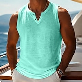preiswerte Fitness Tank-Tops-Herren Ärmelloses Shirt Unterhemd Ärmellos V Ausschnitt Sommer Einfach Mode Basic Lässig Schlank Weich Rein Lässig Strand Urlaub Schwarz Purpur Grün Top T-Shirt für Herren
