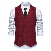 preiswerte Herren Kostüme der 1920er Jahre-Goldene Zwanziger 1920er Retro Vintage Weste Der große Gatsby Doppelreihiger Verschluss Fischgrät-Tweed Gekerbtes Revers Kostüm Herren Wiederbelebung Hochzeitsfeier Alltagstauglich Erwachsene Weste