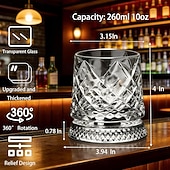 economico Bicchieri-Bicchiere da whisky girevole con base per rotazione a 360 gradi, 267 ml, bicchieri da whisky girevoli old fashioned per scotch, cocktail, rum, cognac, vodka, liquori, regalo unico per uomo