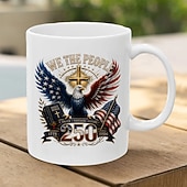  250th Anniversary Christian Mug, Patriotic We The People Eagle Cross Bible Coffee Cup, Faith Freedom Future 1776-2026 Ceramic Mug, America 250 Years Celebration Gift for Veterans, Conservatives, Chris